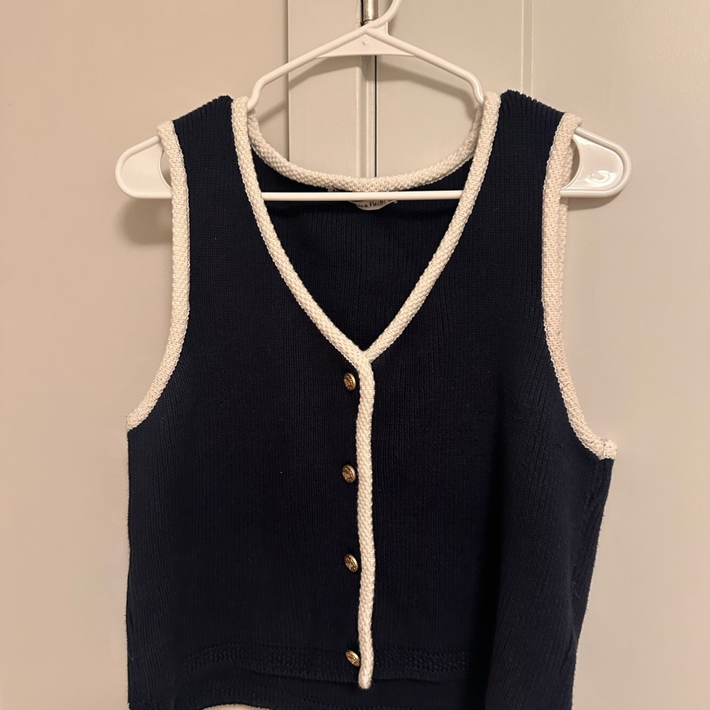 Abercrombie & Fitch Dark Blue Vest with Cream Edging